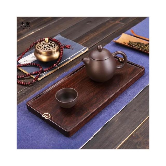 黑檀木實木茶臺銅木幹泡臺嵌入黃銅線整塊原木家用便攜整版茶托盤
