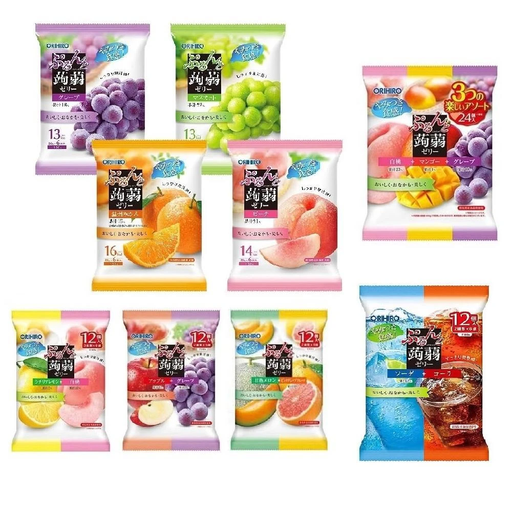 +爆買日本+ ORIHIRO 蒟蒻果凍 單味6入/雙味12入 擠壓式果凍 低卡果凍 水果果凍 日本原裝進口