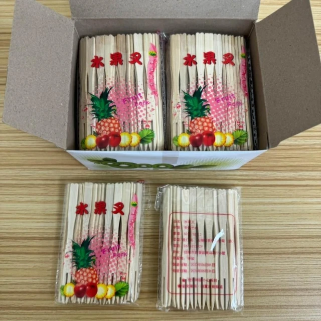 嚴選SHOP 孟宗竹水果叉 500支/盒 水果叉竹叉 天然竹叉 水果叉 木頭叉 竹叉 叉子蛋糕叉 免洗餐具 K302