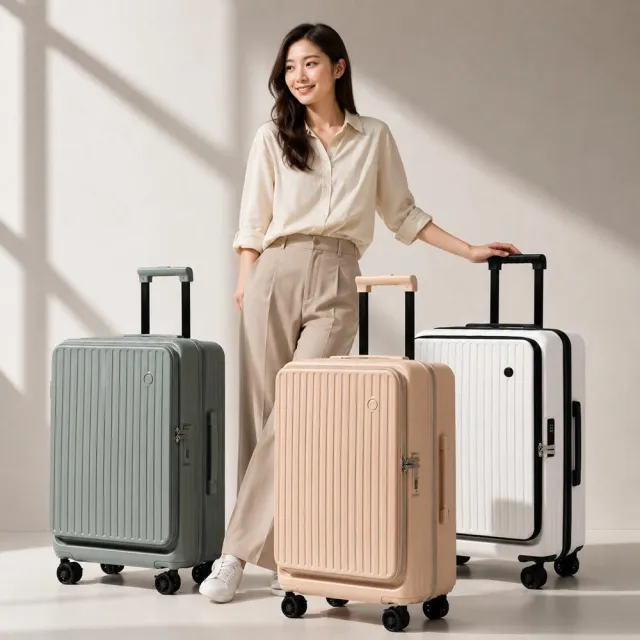 【LUHO 小旅禾】前開式行李箱 行李箱 擴容登機箱 上掀式行李箱  前開行李箱 河馬行李箱 行李箱20吋 行李箱28吋