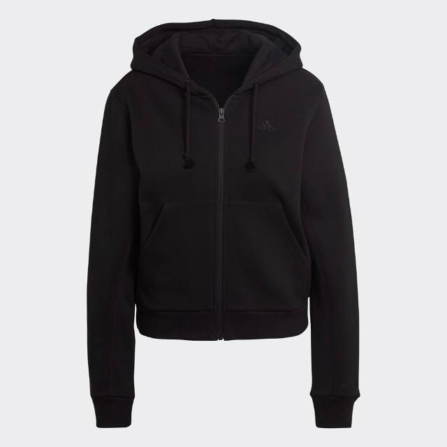 【adidas 愛迪達】ADIDAS 外套 W ALL SZN FZ HD 全黑 基本款 連帽外套 女 HC8848