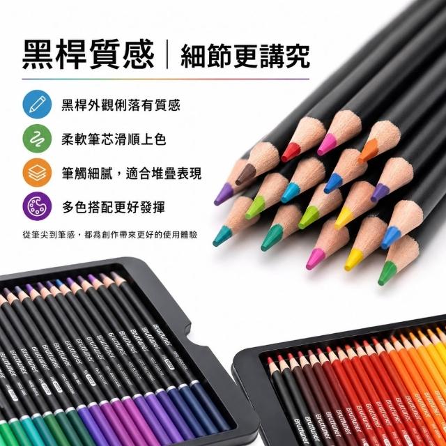 Brutfuner 色鉛筆黑桿油性色鉛筆72色120色180色專業彩色鉛筆繪圖筆手帳