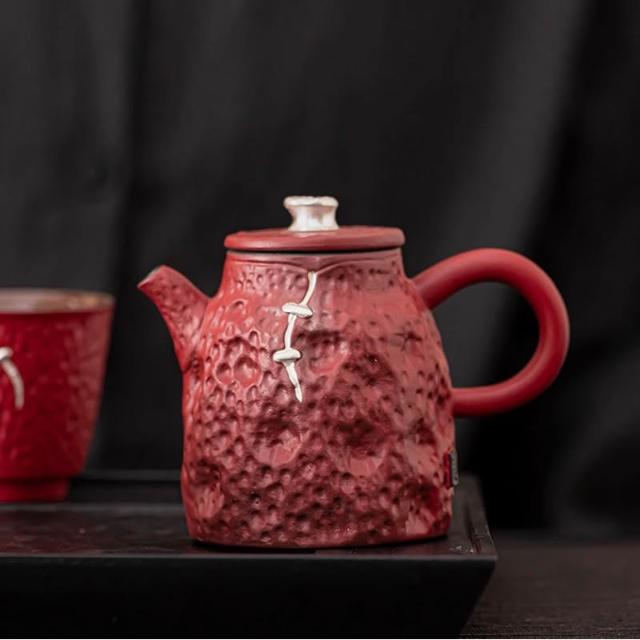故宮文化高端茶具高品質創意故宮紅茶具茶壺輕奢家用復古唐裝山楂紅婚慶