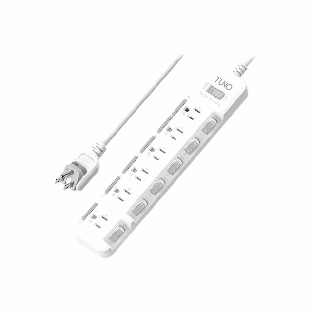 【TUNO 圖諾】MIT台灣製 旋轉插頭電源延長線 | 7切6座 獨立開關 | 斜面開關 防雷擊 扁平插頭 插座延長線