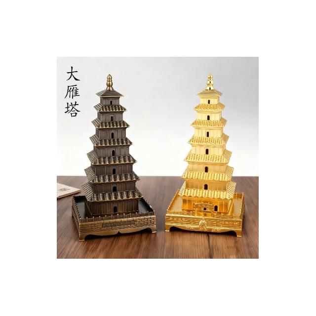 大雁塔金屬仿古模型西安文旅紀念品青古銅金色桌面擺件跨境工藝品文創
