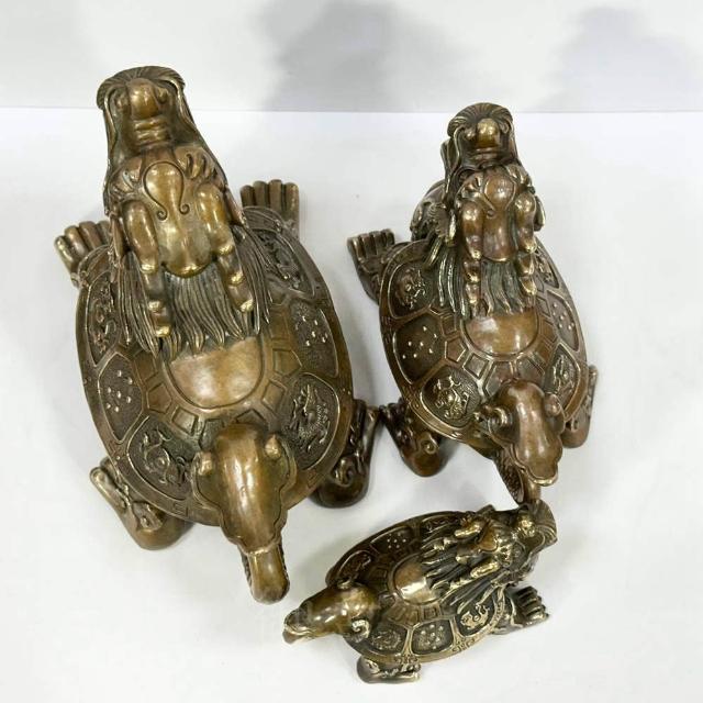 御古齋】黃銅精雕工藝四神獸龍龜背刻四聖獸招財納福辟邪化煞繁榮昌盛鎮