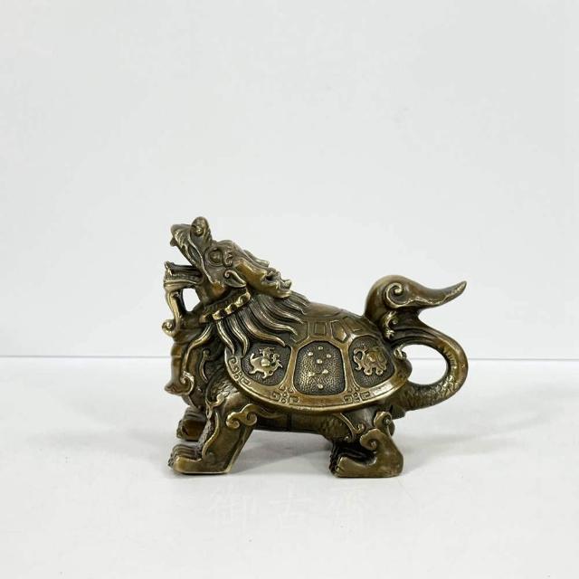 御古齋】黃銅精雕工藝四神獸龍龜背刻四聖獸招財納福辟邪化煞繁榮昌盛鎮