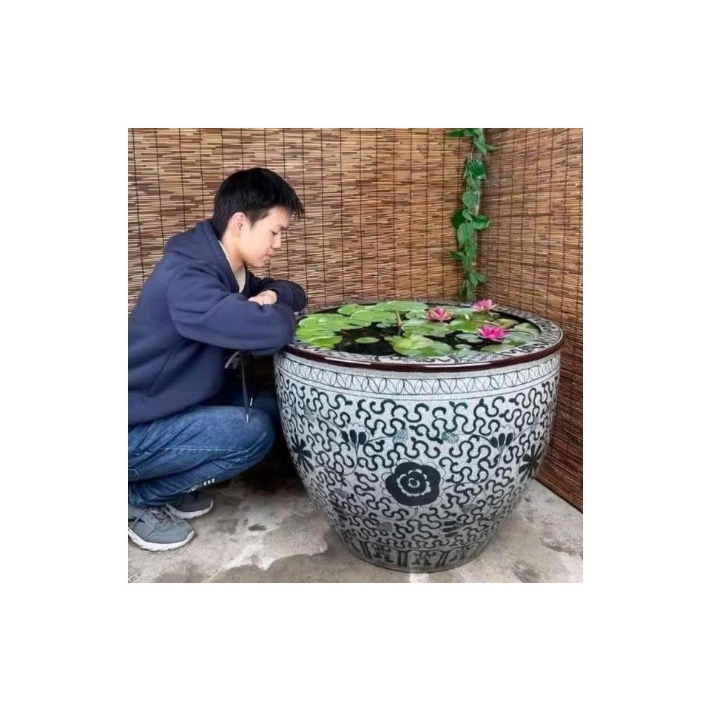 景德鎮陶瓷魚缸大缸養魚睡蓮荷花盆缸門海青花瓷仿古水缸庭院室外
