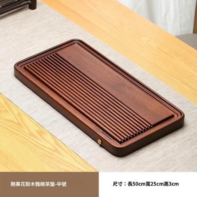 新品未使用★花梨博古茶盤 木製 茶盤★ 米期精選花梨木茶盤家用整塊實木功夫茶具簡易排水式紅木茶海茶托幹泡茶臺