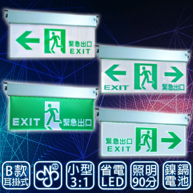 耳掛式 避難方向指示燈 3：1避難指示燈 LED燈 出口標示燈 方向指示