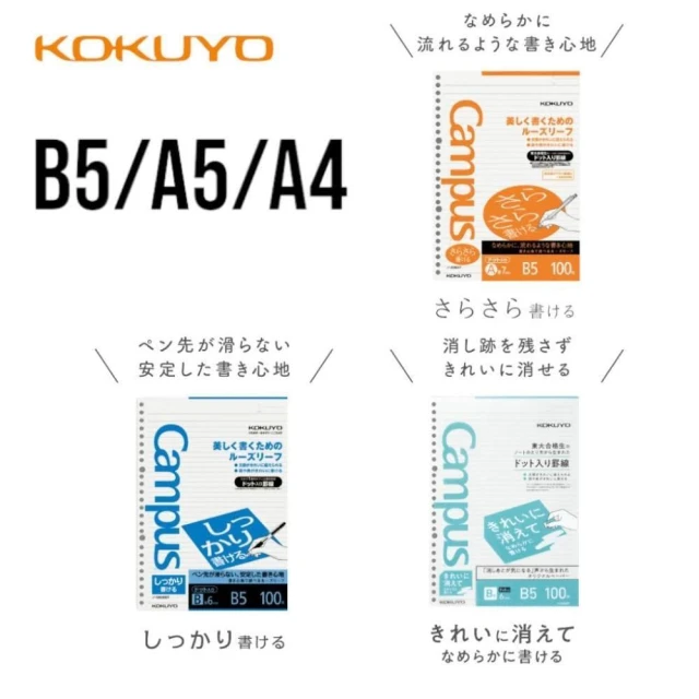 【KOKUYO】【YUBU】KOKUYO 國譽 Campus B5/A5/A4 活頁紙