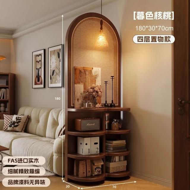 ✈️免運屏風隔間屏風玄關原木屏風入戶正對門客廳隔斷新款實木藤編日式