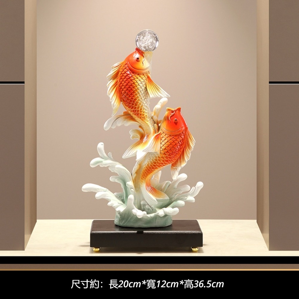 新中式招財魚錦鋰如魚得水擺件客廳酒櫃辦公室家居寓意好裝飾禮品