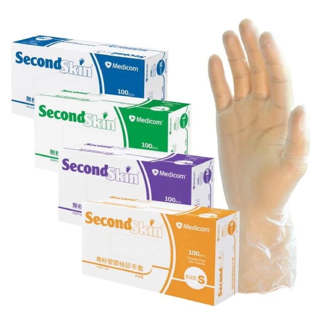 【Medicom 麥迪康】PVC無粉塑膠檢診手套 100入 (100入/盒x1盒)