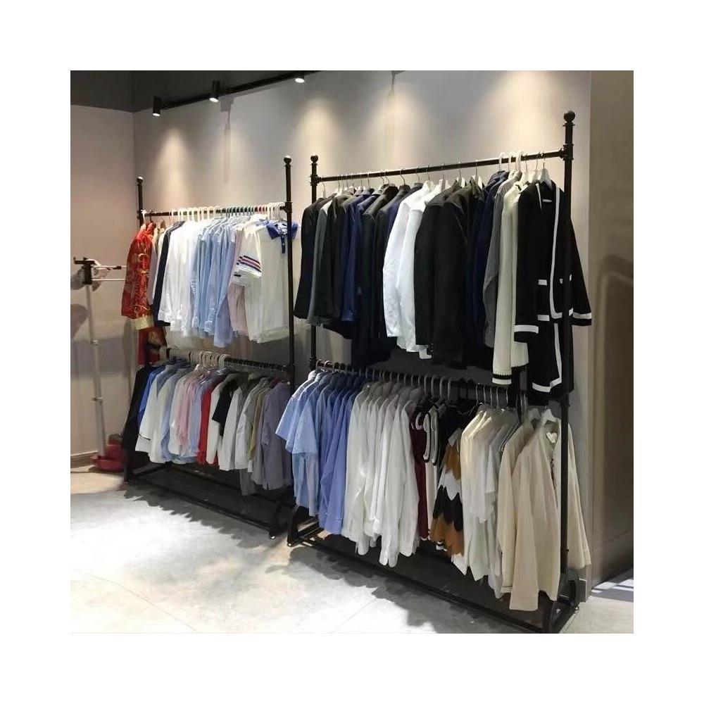 [廠家直銷] 服裝店展示雙桿落地立式雙層鐵藝衣架家用jk格裙掛架簡易升降經濟