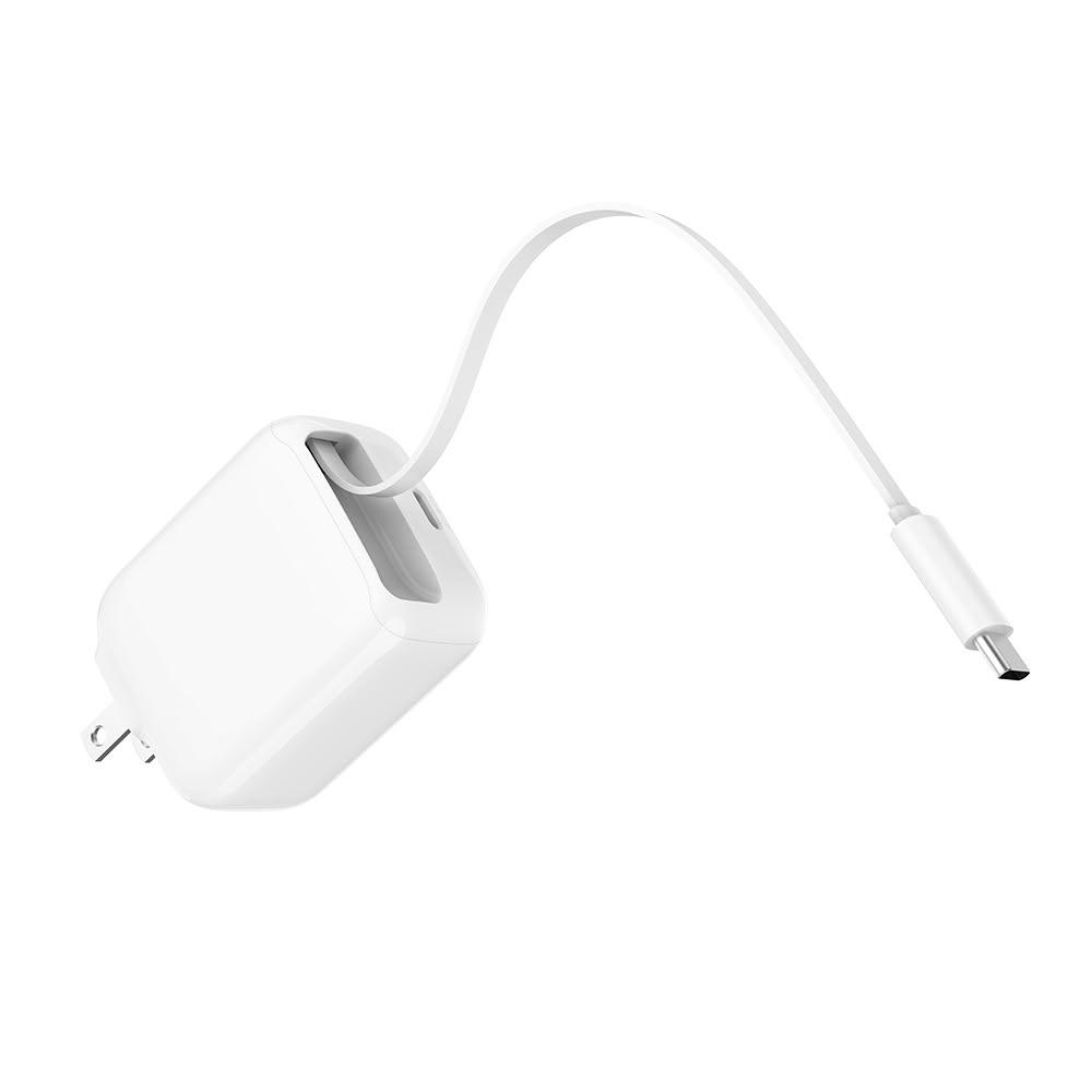 【Lami Fans】MCK-U2352 雙Type-C快充30W(PD快充 USB-C快充 折疊插腳 自帶線充電器 快速充電器 迷你充電頭)
