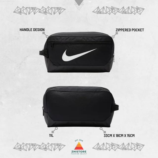 【NIKE 耐吉】Nike Brasilia 11公升 手提 鞋袋 鞋子收納 鞋盒袋 健身包 黑 DM3982-010