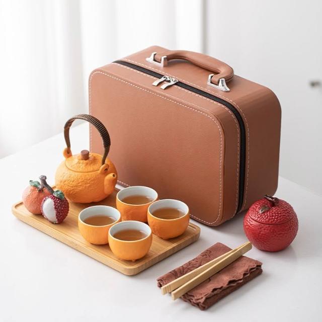 旅行茶具便攜式功夫茶具套裝日式戶外快客杯茶具組茶具包茶壺旅行茶具
