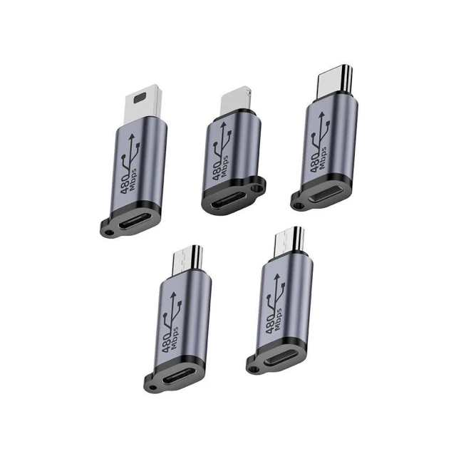 【Relight 睿亮】多功能轉接頭 防丟失鋁合金轉接器 母轉公 Lightning Type-C Micro Mini-B(高效傳輸 可充電)