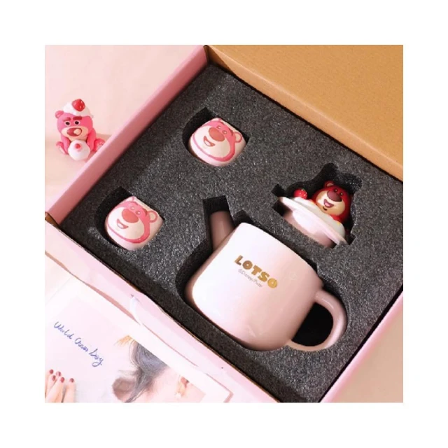 【Disney 迪士尼】下午茶系列 杯壺套組 瓷器禮盒 商務送禮 瓷杯 維尼下午茶壺杯組 草莓熊下午茶壺杯組