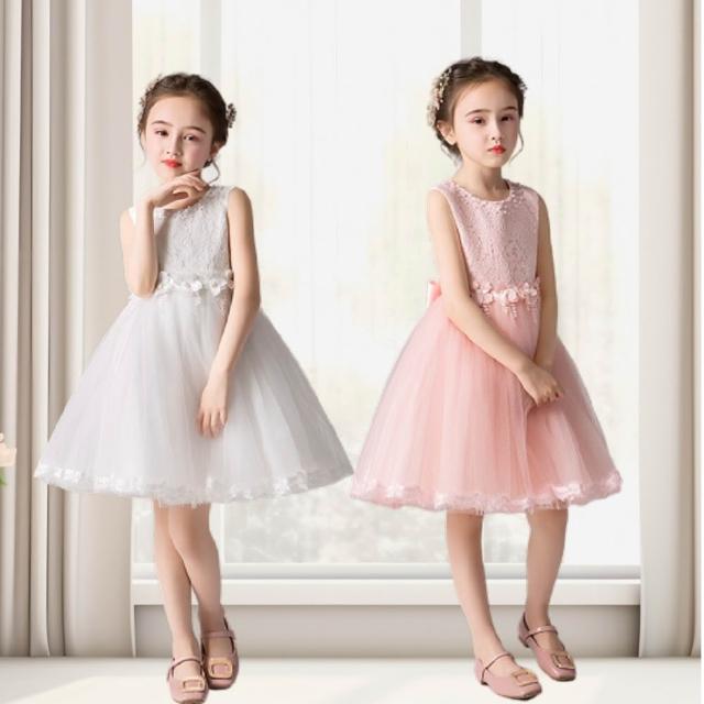 【Baby 童衣】女童洋裝 蕾絲花朵背心公主裙 花童禮服 兒童畢業禮服 88988