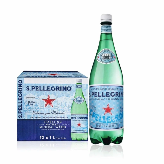 【S.Pellegrino 聖沛黎洛】即期品 聖沛黎洛 氣泡礦泉水1000mlx12入/箱(免運;效期:2026.12.31/2027.01.31)