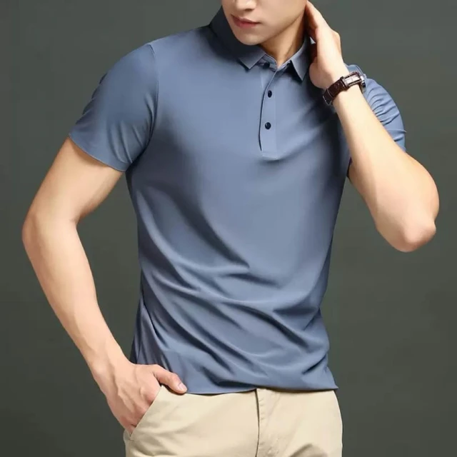 【阿堯的店】冰絲POLO衫 涼夏全現貨 涼感翻領T 冰絲上衣 短袖POLO衫 排汗衫 【6614】