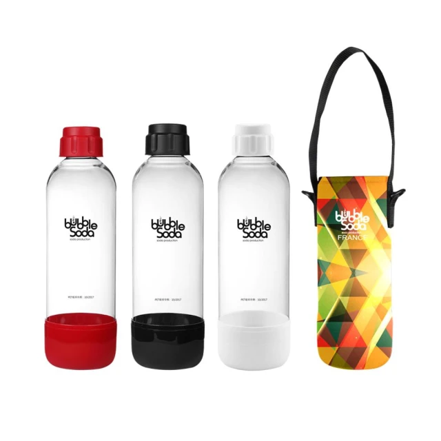 【bubblesoda】全自動氣泡水機專用1L水瓶-白/紅/黑/粉紅/粉藍(附專用外出保冷袋)