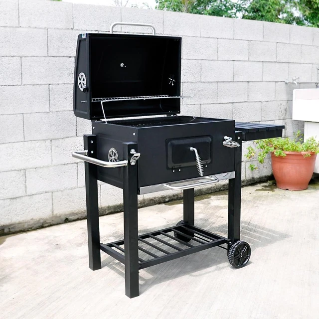 【LOGIS】大型木碳美味燒烤爐 家用庭院燒烤架 烤肉爐BBQ 烤肉 碳烤爐 木炭庭院燒烤架 美式bbq  【BQ05】