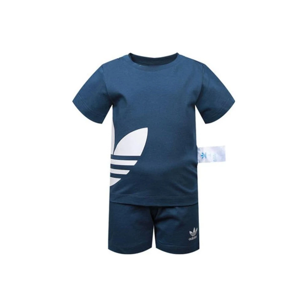 【adidas 愛迪達】FM5605 adidas originals兒童套裝 圓領品牌Logo印花嬰幼兒套裝 藍色 中小童