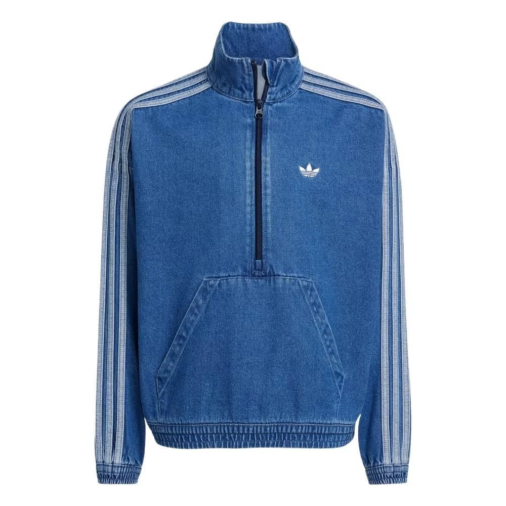 【adidas 愛迪達】JC7878 adidas originals衛衣 舒適立領簡約長袖 牛仔藍 青少年