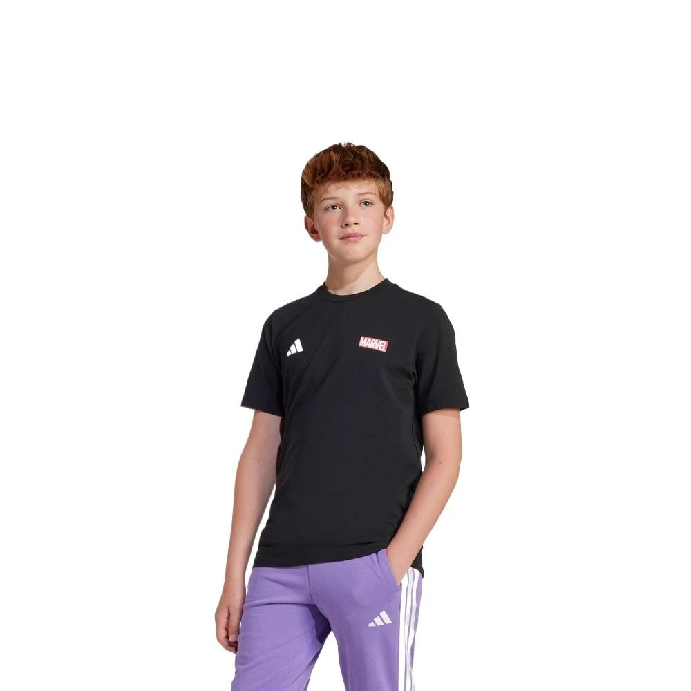 【adidas 愛迪達】JF3638 adidasMARVEL/漫威 聯名款 T恤百搭舒適潮流時尚短袖 黑色 青少年