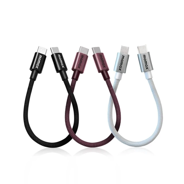 【Momax】摩米士 20cm USB-C to C 編織線(三色任選)