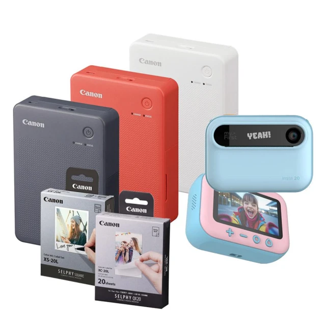 【Canon】Canon SELPHY QX20 相印機送底片2盒 + myFirst Insta 20 拍立得兒童相機 公司貨